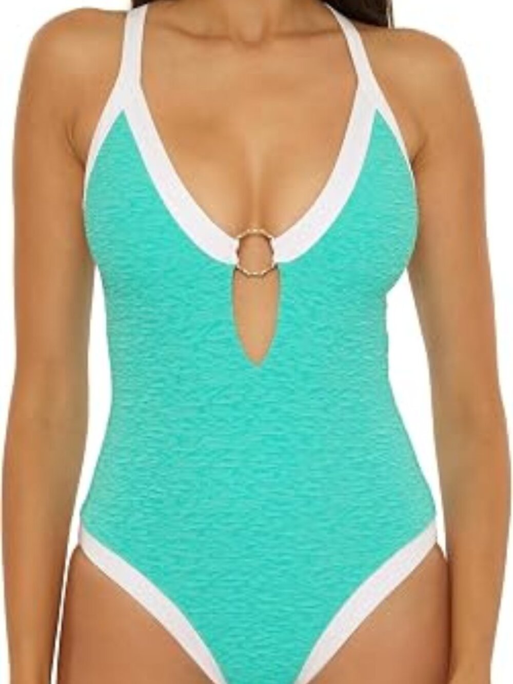 TRINA TURK INDIO TEXTURED FABRIC BANDED MAILLOT ONE PIECE SIZES 6, 8, 10, 12, 14